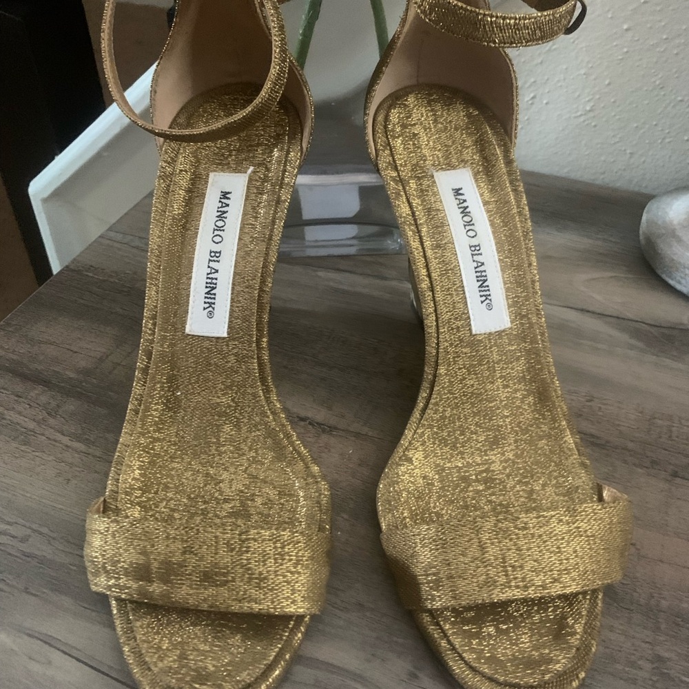 Manolo Blahnik Shimmering Gold Heels